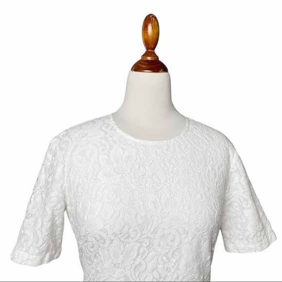 Theory White Lace Danaline LC Sheath Dress 2 - Picture 5 of 10